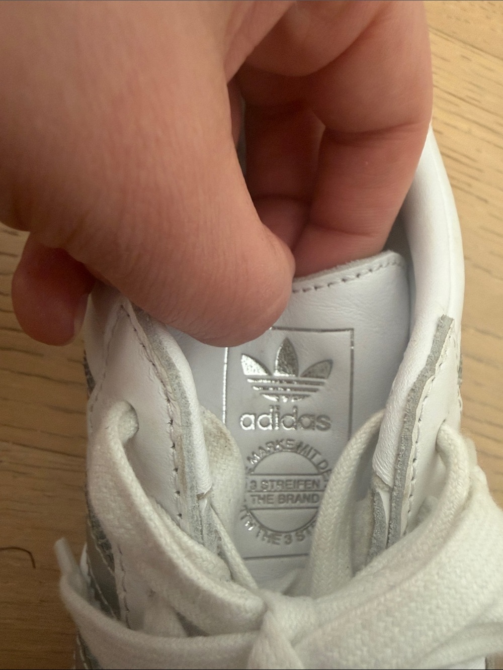 adidas White and Silver Samba with Gum Sole - Picture 11 of 12